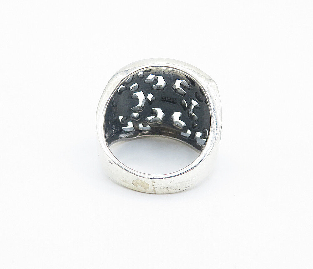 925 Sterling Silver  Marcasite Open Floral Vine Cocktail Ring Sz 7.5  RG8485