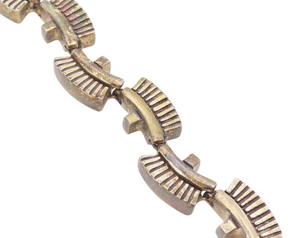 925 Sterling Silver Vintage Bracelet Carved Brush Design Toggle Lock  BT11076