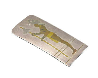 METALES MEXICO 925 Silver  Vintage Shiny Warrior Square Brooch Pin  BP8552