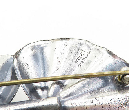MONET 925 Sterling Silver  Vintage Shiny Modernist Design Brooch Pin  BP3200