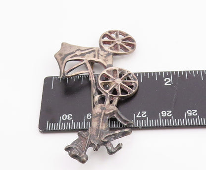 925 Sterling Silver Vintage Brooch Pin Classic Horse Carriage Figural  BP12478
