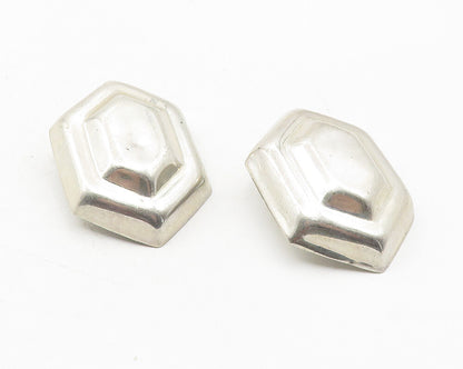 MEXICO 925 Sterling Silver  Vintage Hollow Hexagon Non Pierce Earrings  EG6172