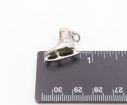 925 Sterling Silver  Vintage Sculpted Single Ice Skate Charm Pendant  PT20923