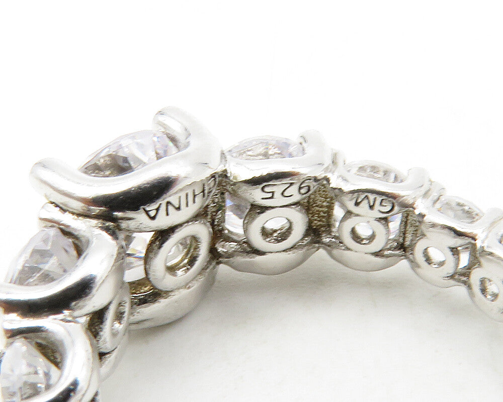 925 Sterling Silver  Shiny Graduated Cubic Zirconia Eternity Ring Sz 5 RG13441