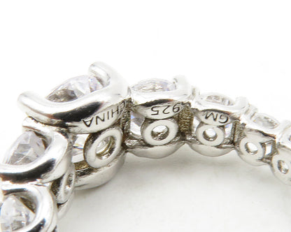 925 Sterling Silver  Shiny Graduated Cubic Zirconia Eternity Ring Sz 5 RG13441