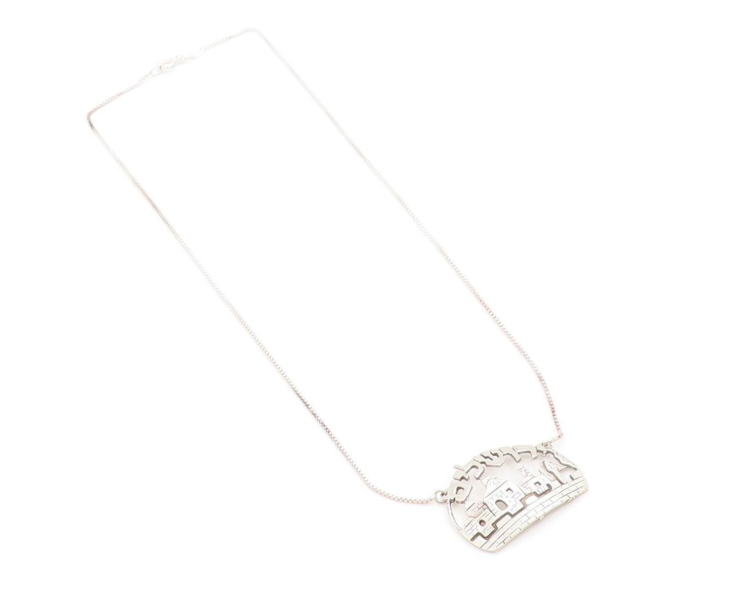 925 Sterling Silver Vintage Necklace The Wall Of Jerusalem Scenery Chain  NE4619