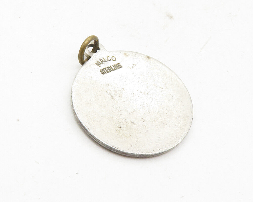 MALCO 925 Sterling Silver  Vintage Antique Saint Cecile Prayer Pendant  PT7351