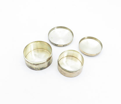 RUSSIA 925 Silver  Vintage 2 Pcs Etched Round Pill Box Set (OPENS)  TR1064