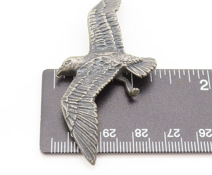 925 Sterling Silver  Vintage Solid Carved Flying Eagle Drop Pendant  PT22294