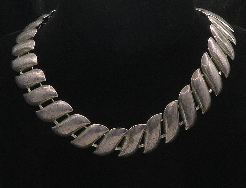 925 Sterling Silver  Vintage Shiny Smooth Dark Tone Chain Necklace  NE2785