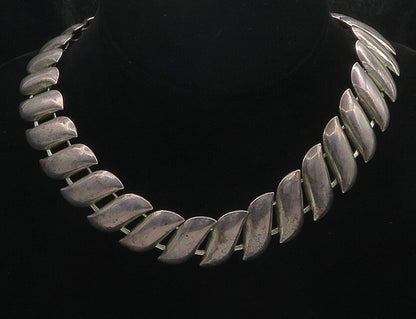925 Sterling Silver  Vintage Shiny Smooth Dark Tone Chain Necklace  NE2785