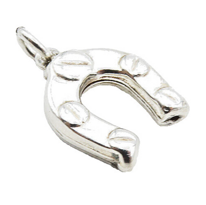 925 Sterling Silver  Vintage Shiny Petite Hollow Horseshoe Drop Pendant PT6836