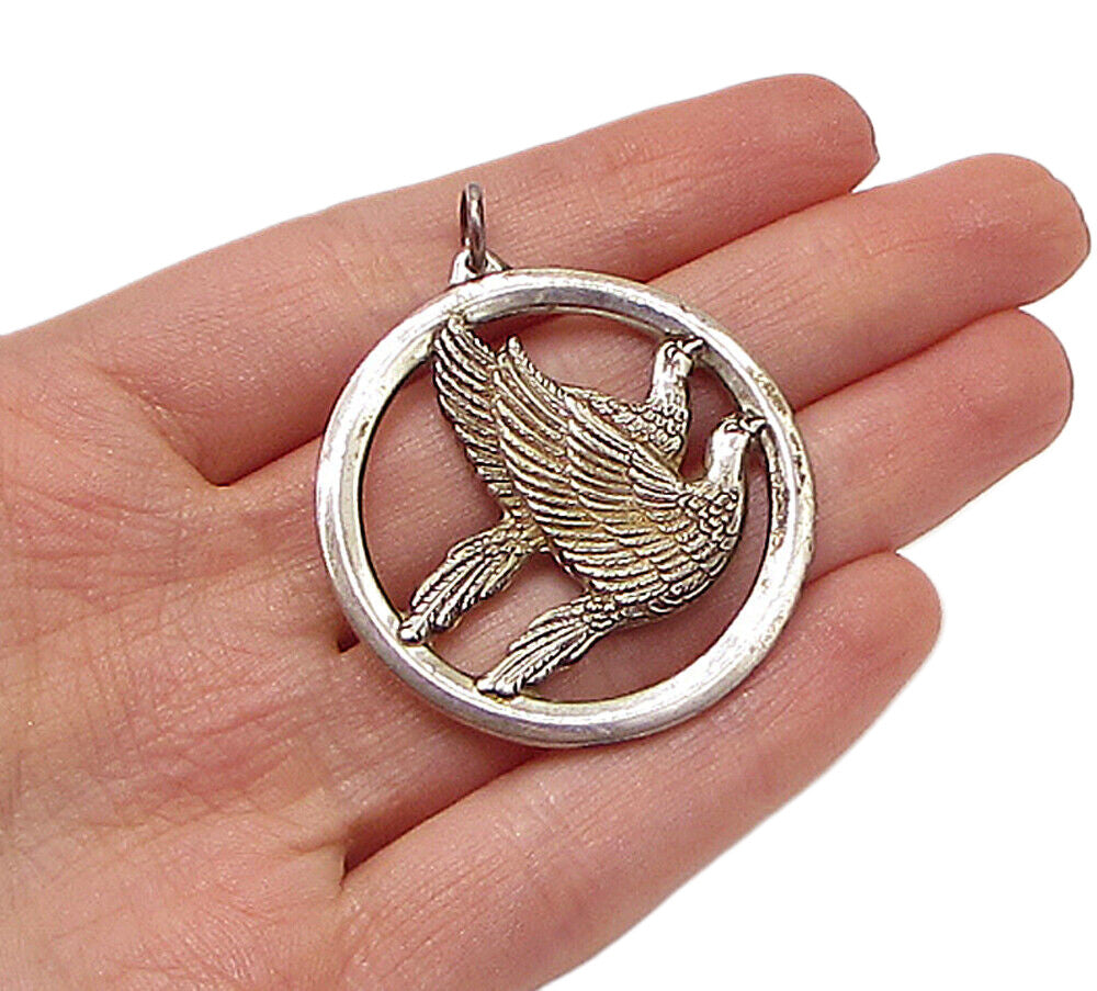 WALLACE 925 Sterling Silver  Vintage Peace On Earth Drop Pendant  PT2340