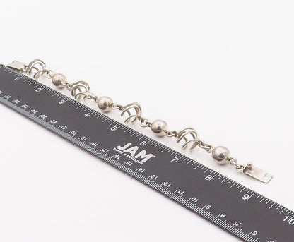 925 Sterling Silver Vintage Bracelet MEXICO Designer Cutout Beads  BT11101