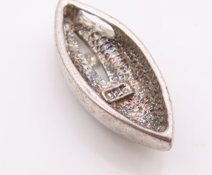 925 Sterling Silver  Vintage Genuine Diamond Pointed Oval Pendant  PT11943