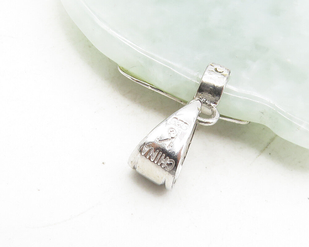925 Sterling Silver  Elephant Carved Jade Chinese Character Pendant  PT7840