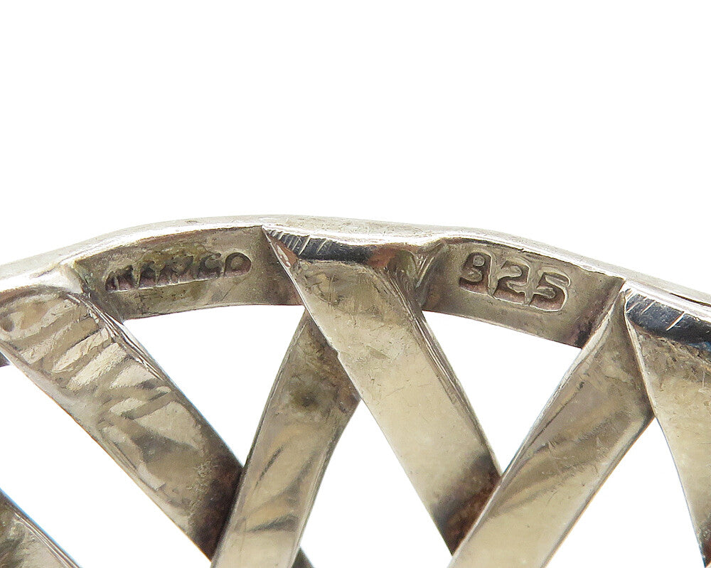 MEXICO 925 Sterling Silver  Vintage Shiny Open Weaved Cuff Bracelet  BT7137