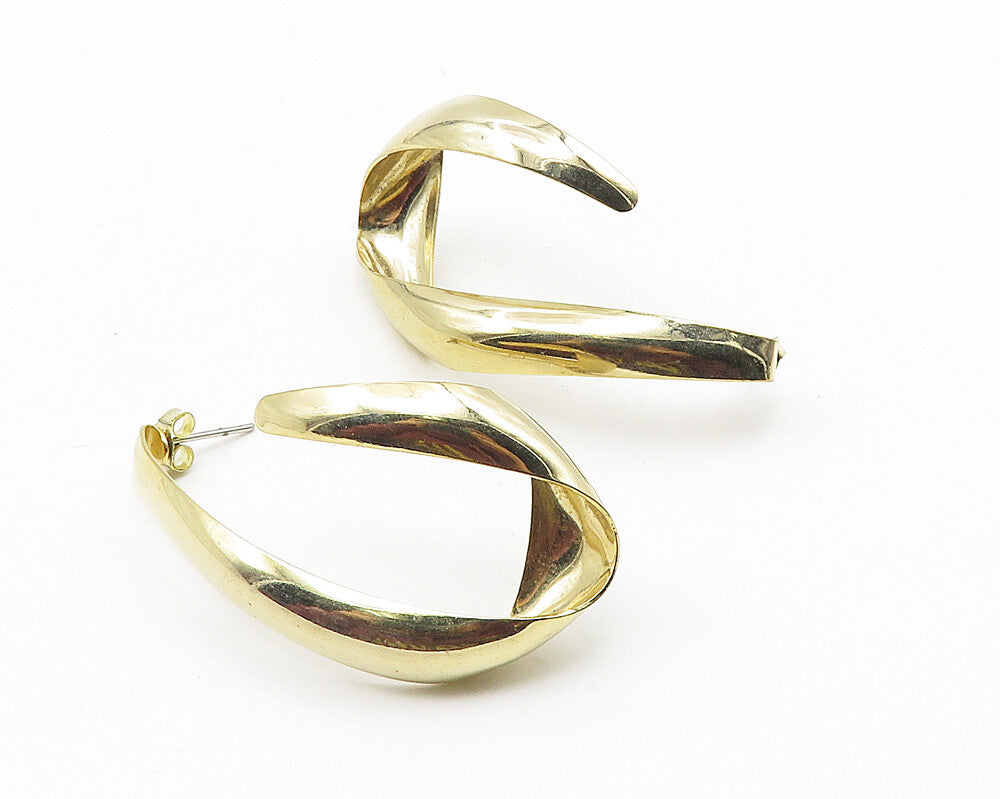 925 Sterling Silver  Shiny Smooth Gold Plated JHoop Earrings  EG5683