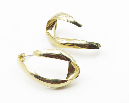 925 Sterling Silver  Shiny Smooth Gold Plated JHoop Earrings  EG5683
