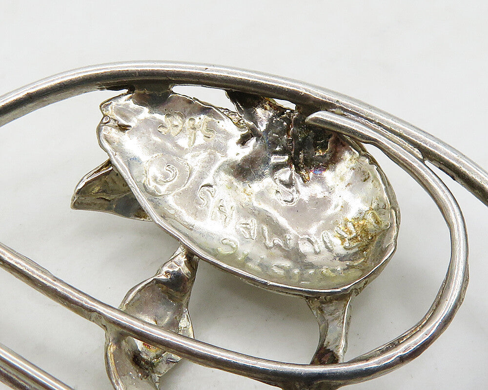 SUSAN FOSTER 925 Sterling Silver  Vintage Shiny Swan Motif Brooch Pin  BP7065