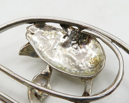 SUSAN FOSTER 925 Sterling Silver  Vintage Shiny Swan Motif Brooch Pin  BP7065