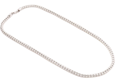 925 Sterling Silver Vintage Necklace Designer Beaded Cuboids Carved Chain NE4334