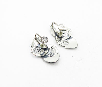 BEAU 925 Sterling Silver  Vintage Oxidized Pattern Non Pierce Earrings  EG4184