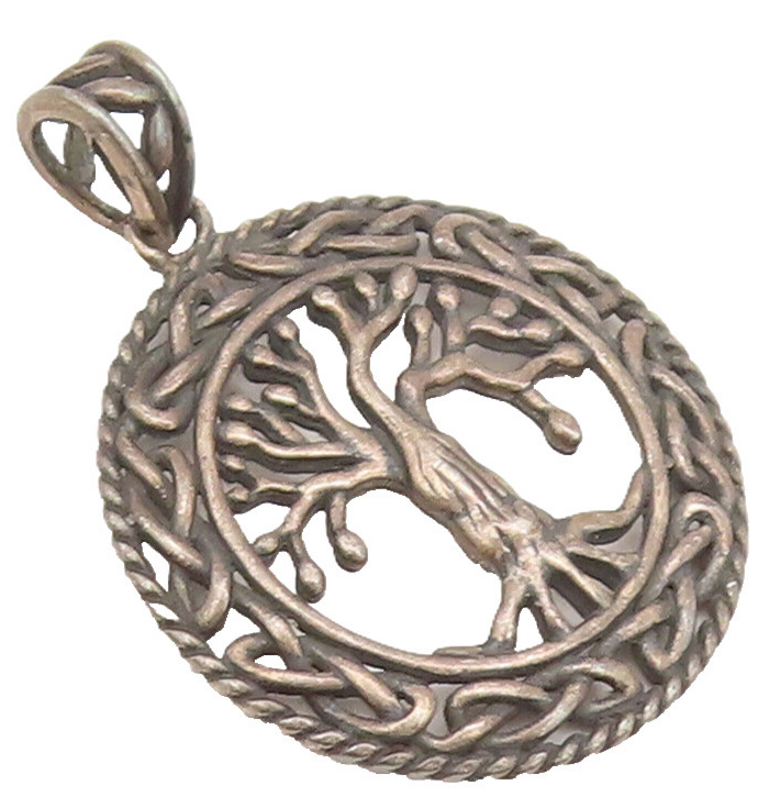925 Sterling Silver Vintage Pendant Knotted Roots Frame Tree Of Life  PT22594