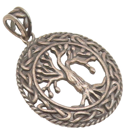 925 Sterling Silver Vintage Pendant Knotted Roots Frame Tree Of Life  PT22594