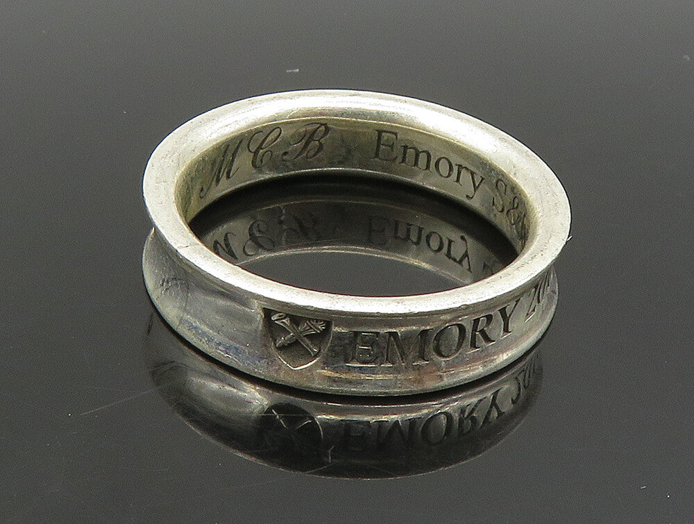 925 Silver  Vintage Shiny Emory 2015 Champions Concave Band Ring Sz 6  RG23951