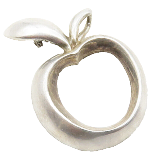 925 Sterling Silver Vintage Open Apple Motif Smooth Drop Pendant PT9823