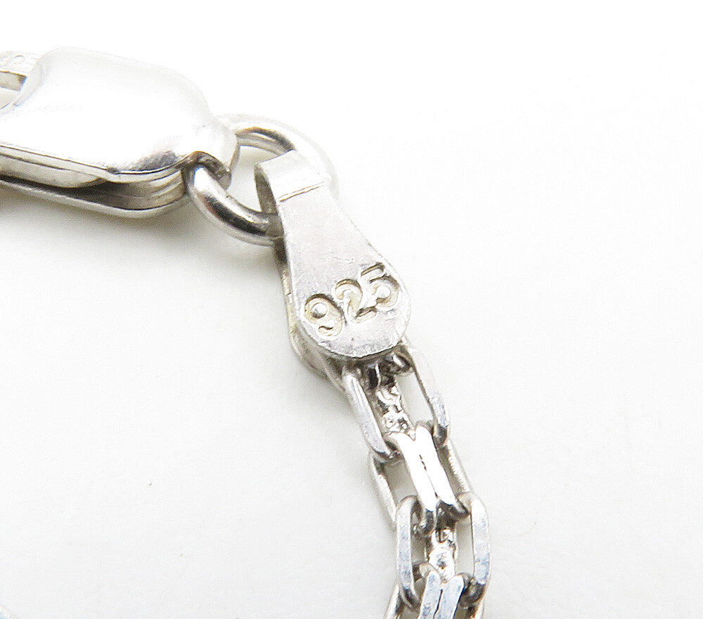 925 Sterling Silver  Genuine Black & White Diamonds Chain Necklace  NE2524
