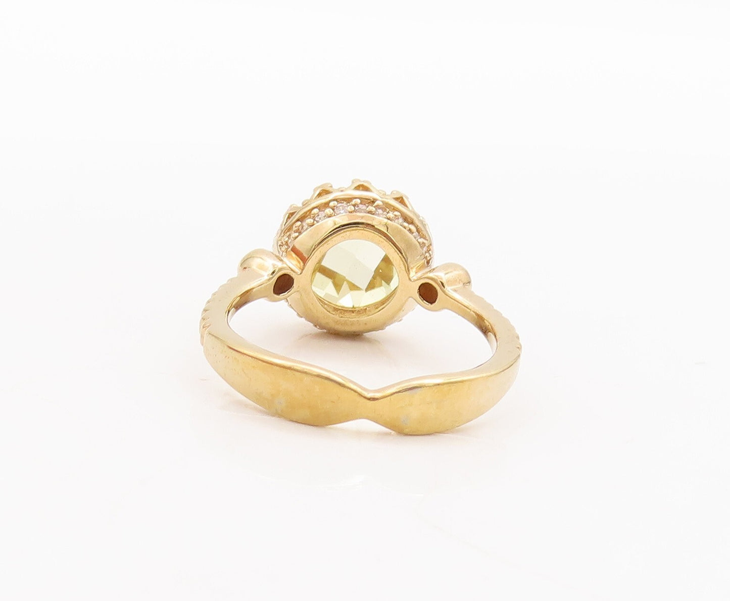 925 Sterling Silver Vintage Ring Gold Plated Carved Yellow CZ  Sz 7  RG29372