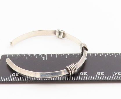 925 Sterling Silver Vintage Bracelet Minimalist Wire Wrapped Wide Cuff  BT11563