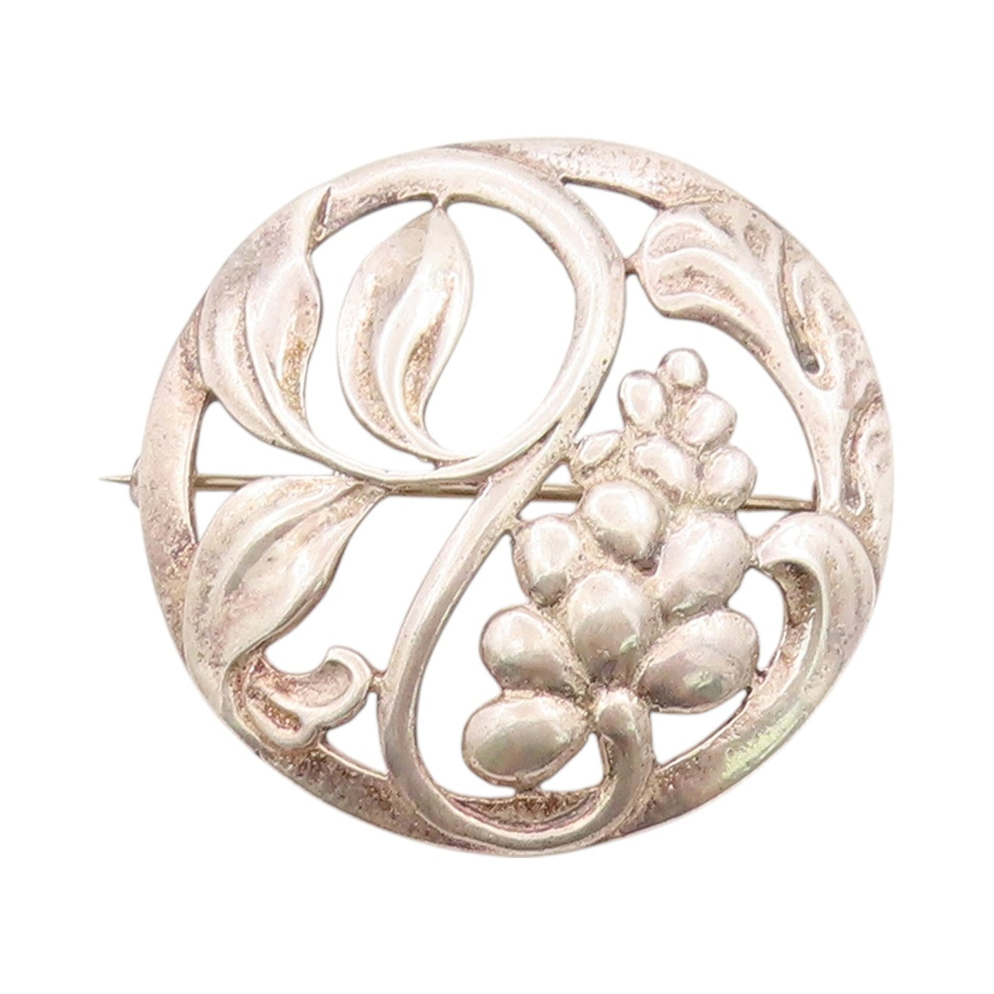 925 Sterling Silver Vintage Brooch BAURING Featuring a Grape & Leaves  BP11609
