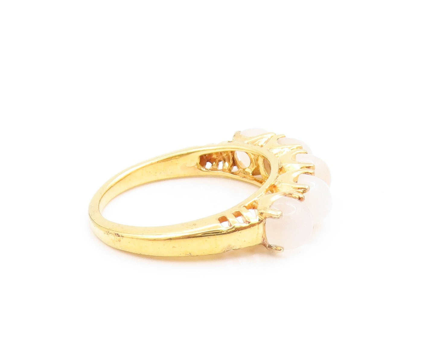 925 Sterling Silver Vintage Ring Gold Plated Round Moonstone Band  Sz 7  RG36233