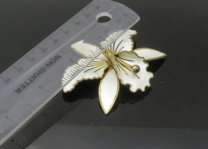 AKSEL HOLMSEN NORWAY 925 Silver  Vintage Enamel Flower Brooch Pin  BP8807