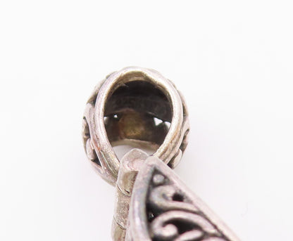 925 Sterling Silver  Vintage Shiny Patterned Dome Drop Pendant  PT18873