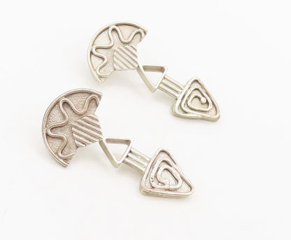 925 Sterling Silver  Vintage Swirly Rope Carved Dangling Earrings  EG12745