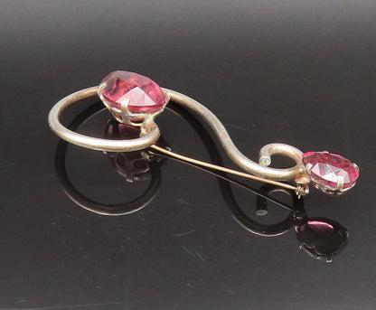925 Silver  Vintage Pear Shaped Tourmaline Spiral Swirl Brooch Pin  BP10069