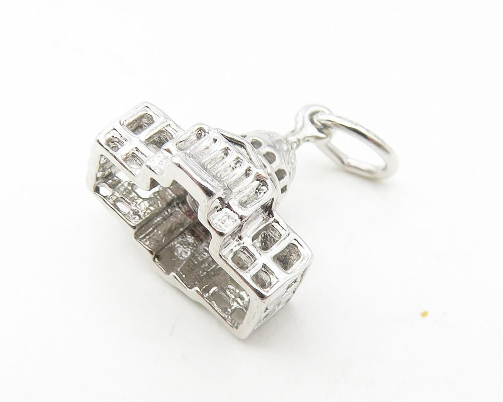 925 Sterling Silver  Vintage Petite Shiny Capitol Building Pendant  PT9384