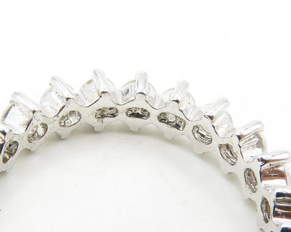 925 Sterling Silver  Shiny Prong Set Cubic Zirconia Eternity Ring Sz 9 RG17937