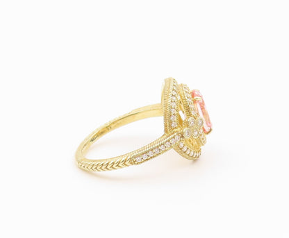 925 Sterling Silver Vintage Ring Gold Plated JUDITH RIPKA Morganite Sz 9 RG36539