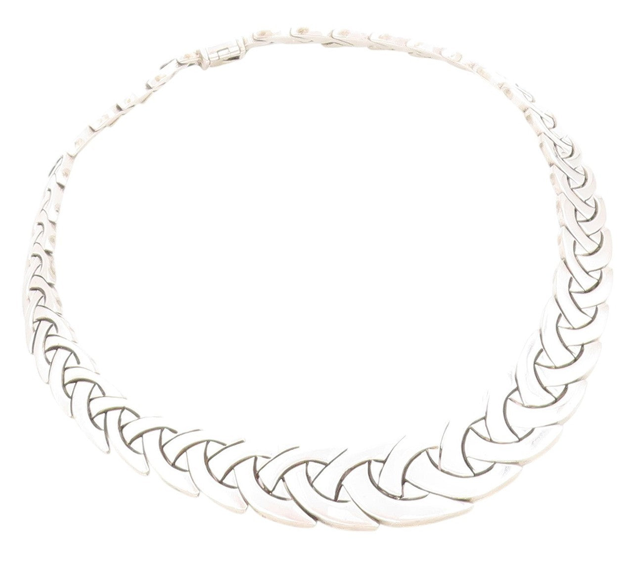 925 Sterling Silver Vintage Necklace Designer Graduated Link Band NE4570