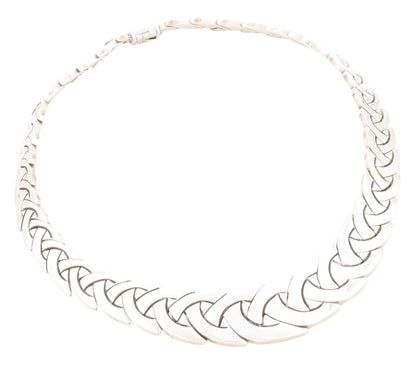 925 Sterling Silver Vintage Necklace Designer Graduated Link Band NE4570