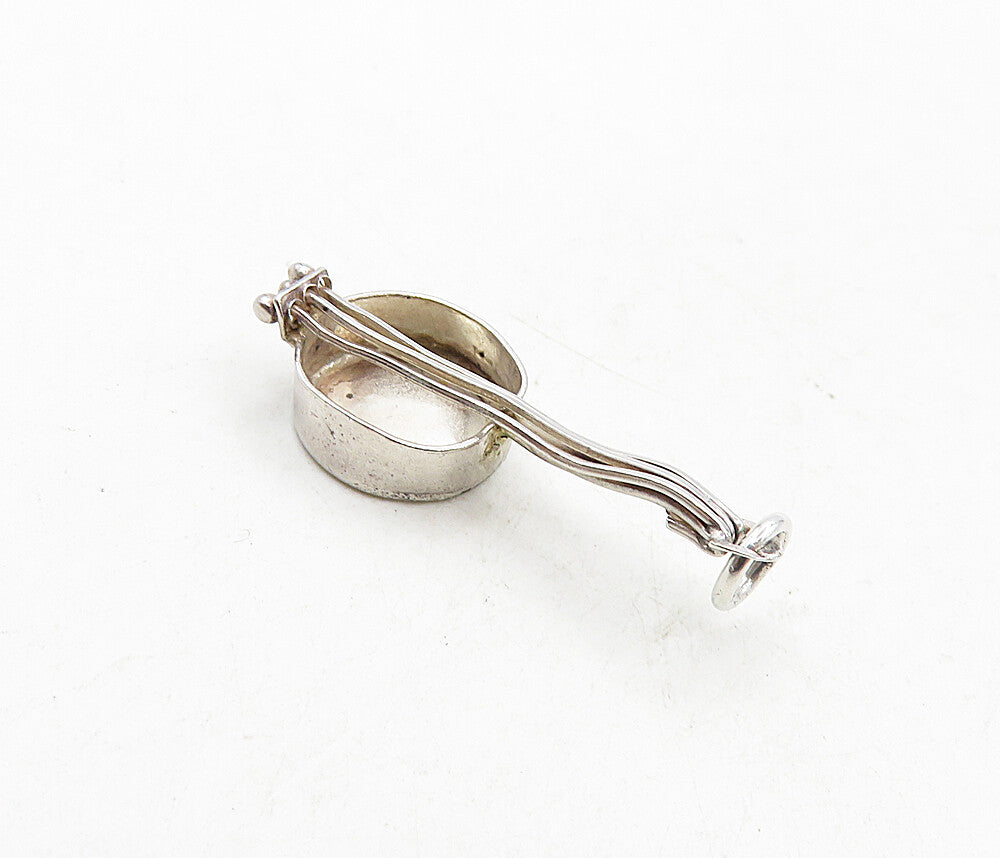 925 Sterling Silver  Vintage Petite Banjo Musical Instrument Pendant  PT6877