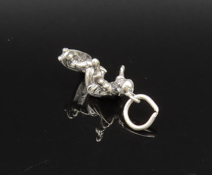 925 Sterling Silver  Vintage Sculpted Man Riding Skateboard Pendant  PT21589