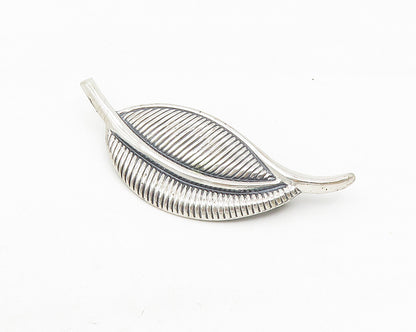 925 Sterling Silver  Vintage Shiny Etched Floral Leaf Brooch Pin  BP4209