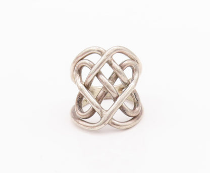 925 Sterling Silver Vintage Ring Solid Cutout Trellis Celtic Knot  Sz 8  RG28600