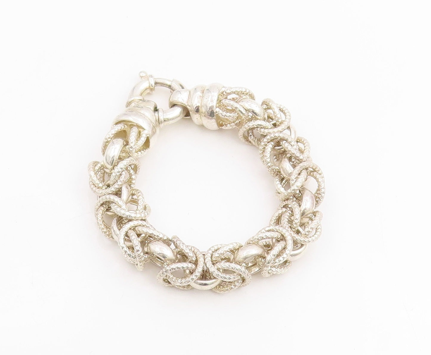 925 Sterling Silver Vintage Bracelet Bold Nautical Rope Byzantine Chain  BT11820